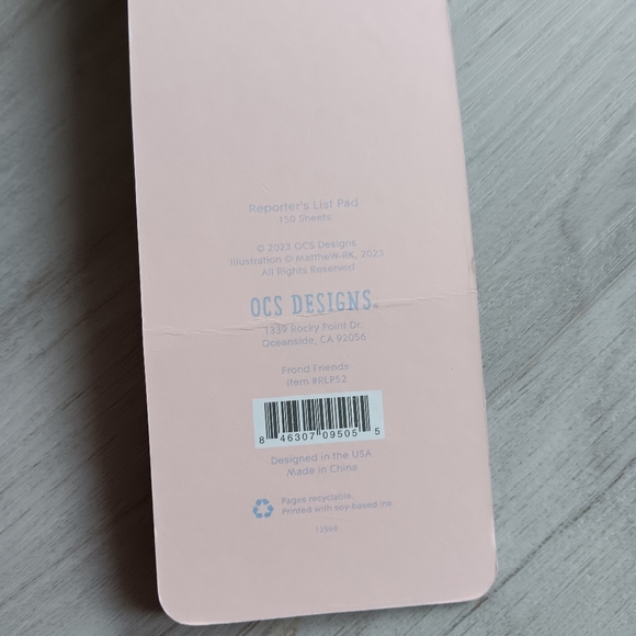 NEW OCS Designs Spiral Bound Notebook Narrow Reporters List Pad Palm Leaves Blue - Picture 4 of 7